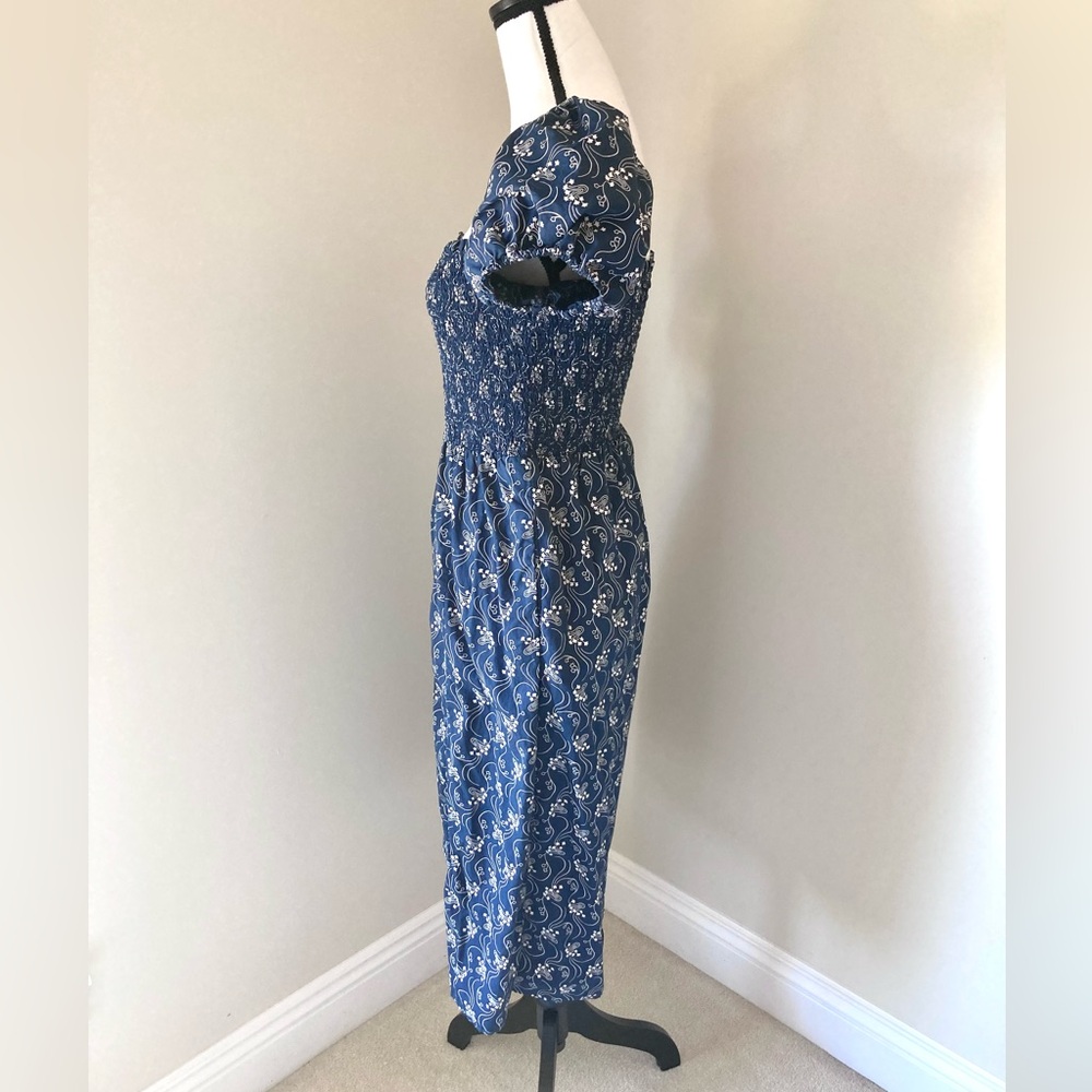 J. Crew Blue and White Puff Sleeve Dress - Picture 7 of 9